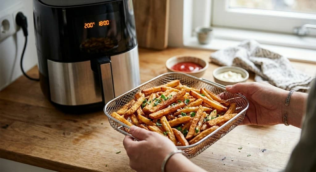 Golden, crispy fries cooked in an air fryer